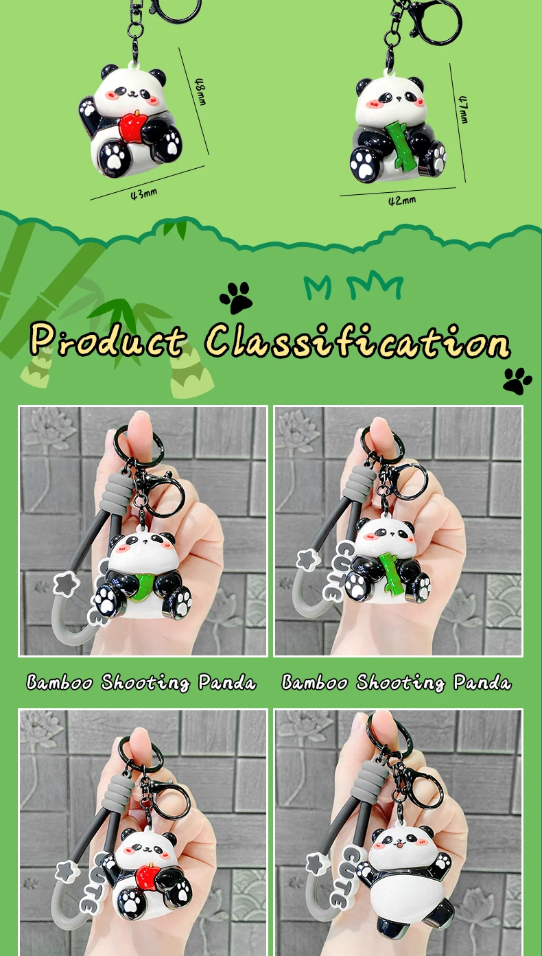 product cartoon pvc panda keychain electroplating four styles optional car keychain bag pendant christmas wholesale promotion rubber460-62