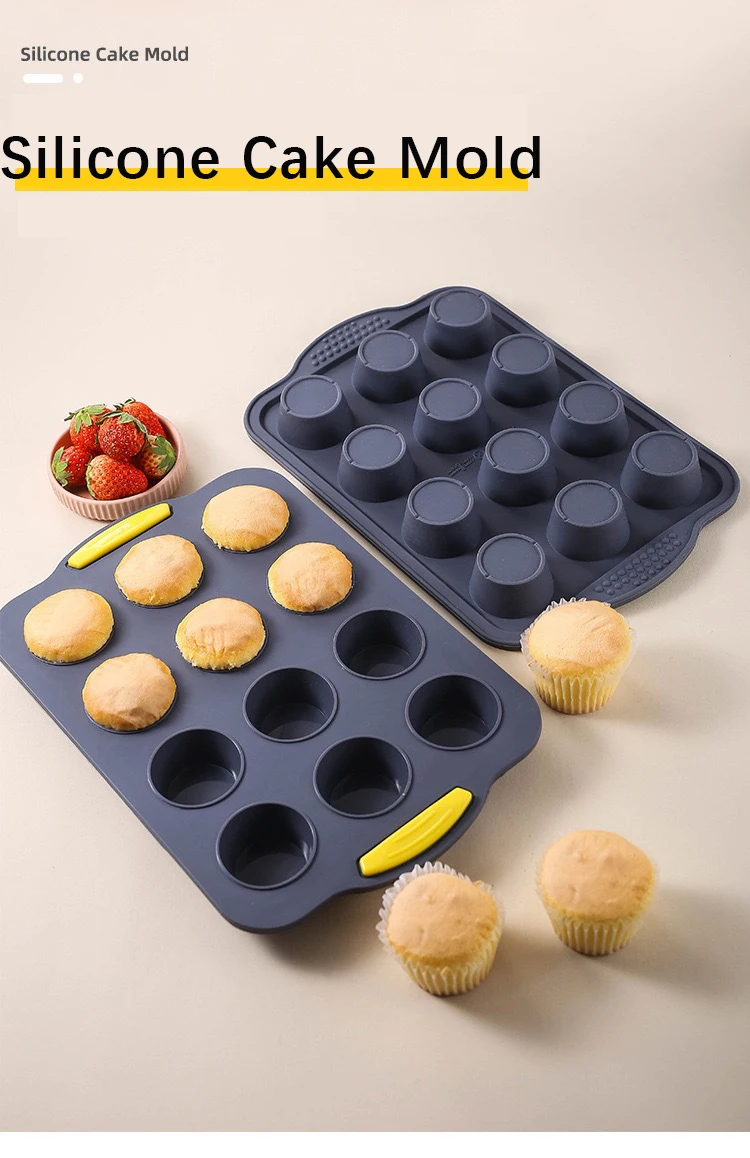 Household non-stick muffin cake baking mold 12-pieces silicone muffin mold food grade silicone baking tray