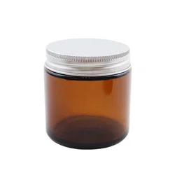 Wholesale customized jar clear amber round glass jars with screw aluminum lid for food candy