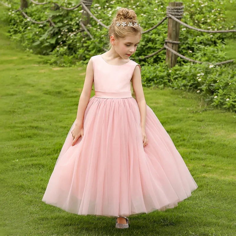 Customized Satin Ball Gown For Girls 2-12 Years Fancy Dress Oem
