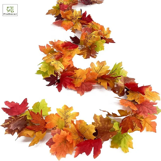 Hot Sale Artificial Autumn Maple Leaf Foliage Fall Garland Christmas Thanksgiving Halloween Accessories Decorations Hanging Vine