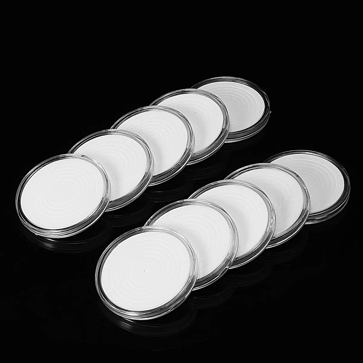 圆形亚克力胶囊30毫米硬币储物盒，带白色泡沫垫圈3毫米PS硬币收集器展示