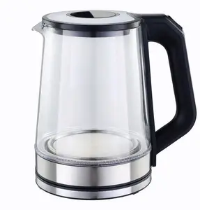High Quality 1.8L Electric Glass Kettle with SS201 Heating Plate and Overheating Protection