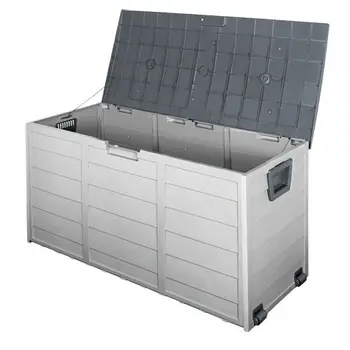 Outdoor Garden Plastic Weatherproof Lockable Storage Box Large Deck Box Storage Rolling Cart