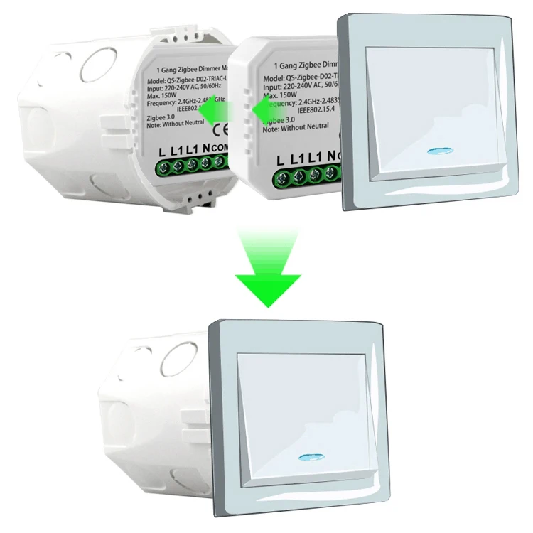 Tuya Zigbee Triac Dimmer Module in Wall Switches Used to Led Light Incandescent Halogen Lamp
