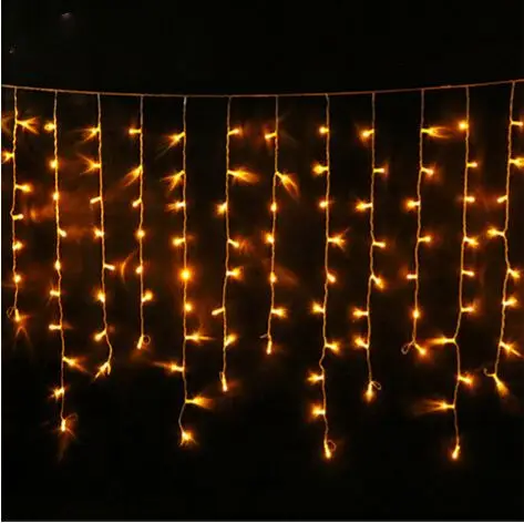 Decor Decorative Hanging Outdoor Icicle String Lights Garland Christmas Warm White Led Falling Icicle Dripping Curtain Backyard
