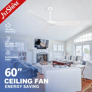 1stshine Ceiling Fan Fancy Electric Power White Rotation Wooden Blade Ceiling Fan with Remote