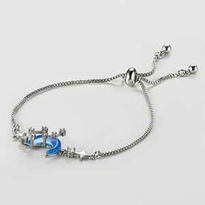 Sweet Star Moon Adjustable Diamond-Encrusted Fashion Charm Bracelet Bangles High-End All-Match Accessory for Womens Girls