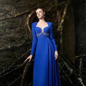 Bettergirl Fashion High-quality Diamond Long Sleeve Long Blue Dress 2026 Ramadan Hot Selling Vietnam Slim Party Elegant Dress