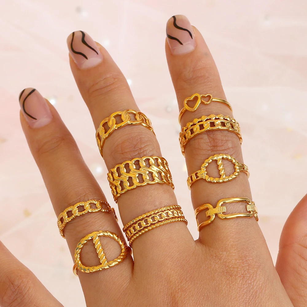 harmtty 1 Set Finger Ring Integrated Artistic Alloy Chain Design Ring Set  Jewelry - Walmart.com