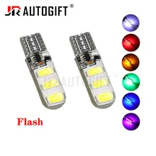 24V 12V Flash Strobe T10 Silicone 5730 6SMD 5630 Car Dome Light W5W 194 White Red Blue LED Wedge Lamp Parking Bulb