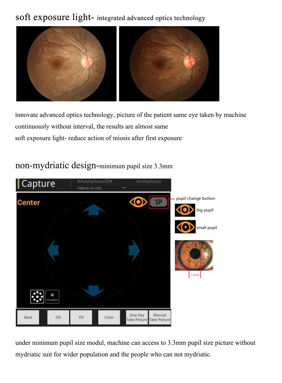 High-definition Ophthalmic Instrument Automatic Fundus Camera Reticam 3100 Optical Device High-definition Imaging