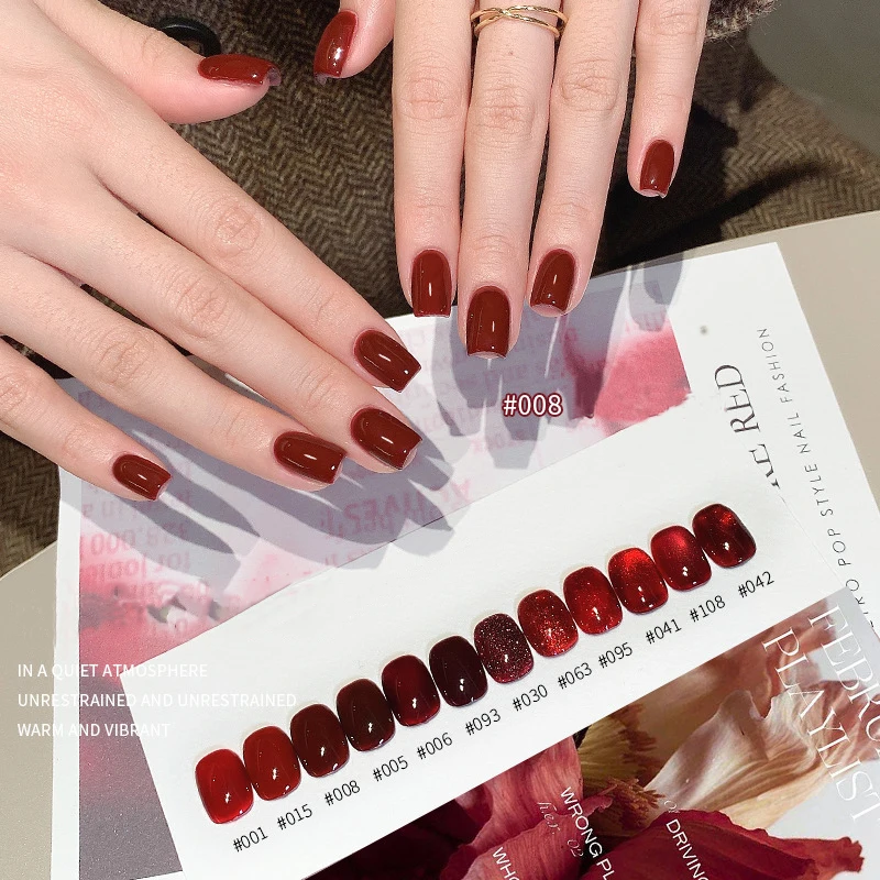 Newest Reflective Semi Permanent Encore Red Gel Nail Polish Color UV Cat Eye Gel Nail Manicure Varnish