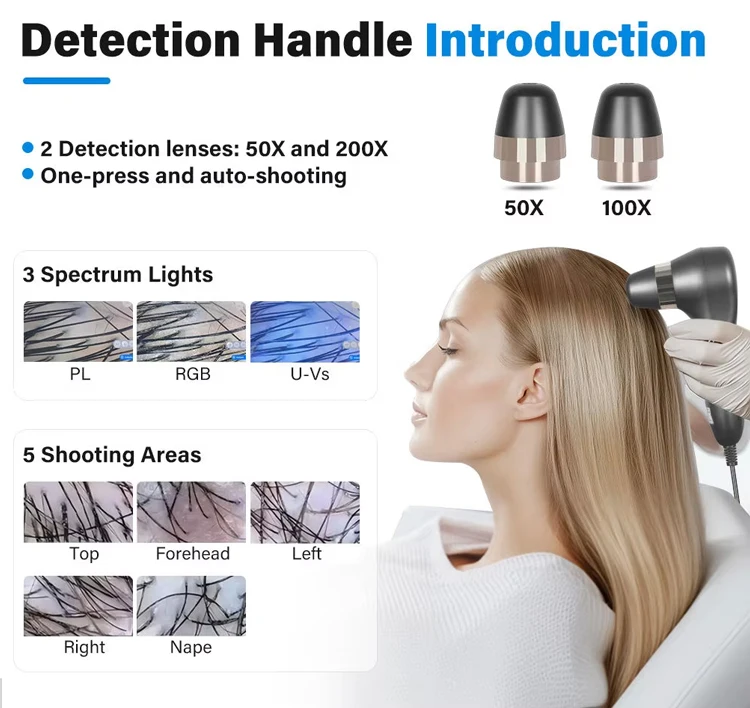 Skin SPA Treatment Hair Scalp Analyzer Multi Functional Hair Tester Detector Analysis for Skin Hair Care Hair Follicle Scanner