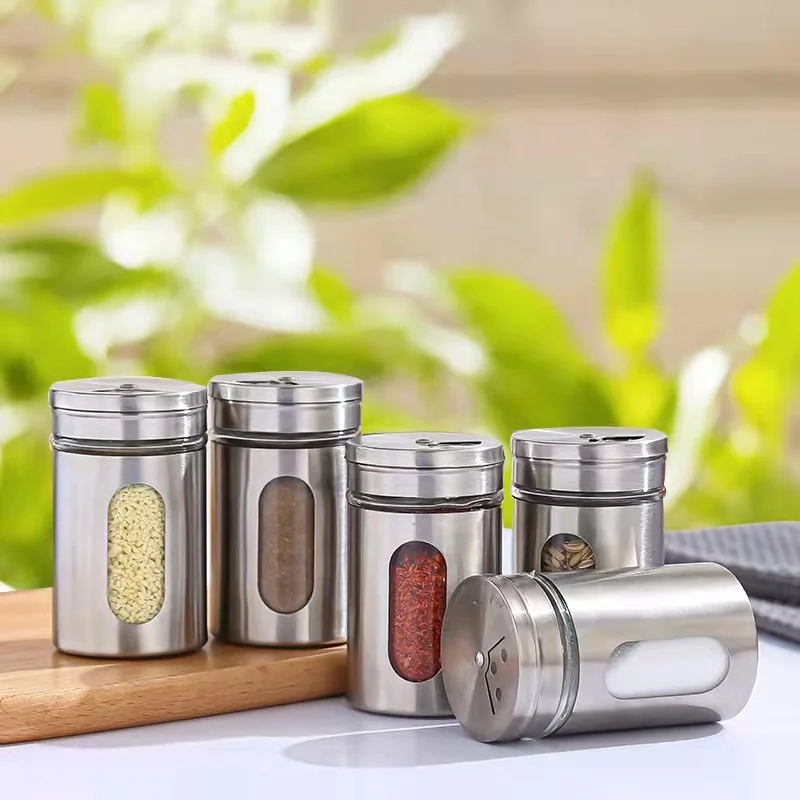 High Quality Multifunction 80ml Small Stainless Steel Spice Jar for Salt  and Pepper Glass Bottle - China 4 Piece Silver Stainless Steel Canister Set  and Glass Bottle price