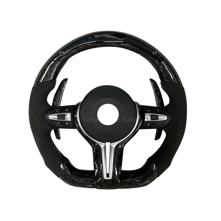 RicambiAutoinfibradicarboniovolanteperBMWF10F30E46E60F15F90F80G2030M3M4M5inpellevolanteaLED