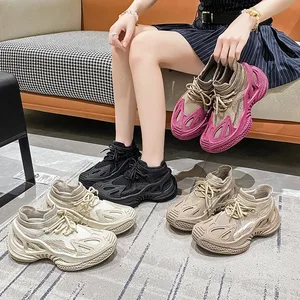 Custom Logo Plus Size Unisex Athletic Breathable Casual Chunky Sneaker Women Fushia Sock Comfy Sport Running Shoes Men