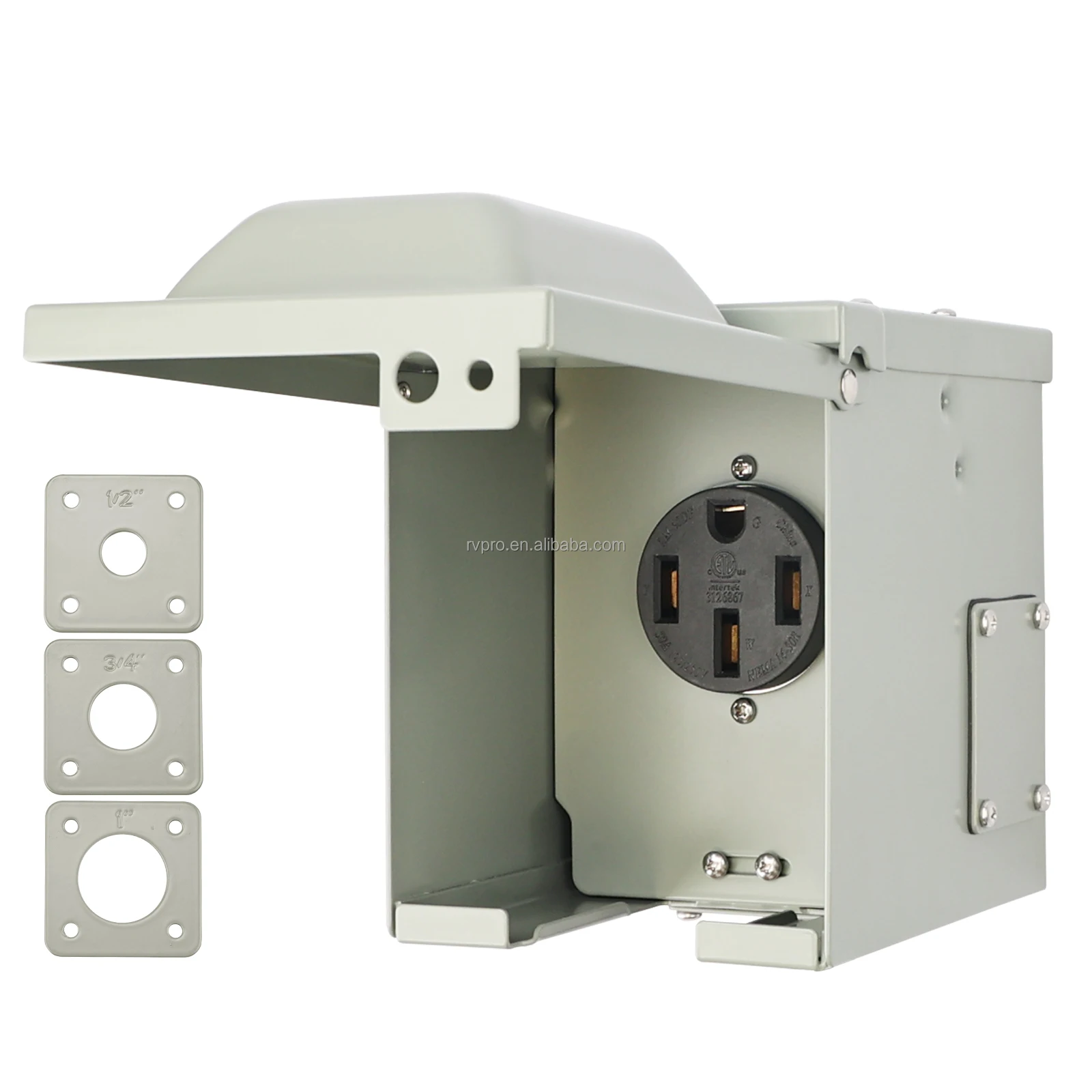 50 Amp Rv Power Outlet Box 125/250 Volt Nema 1450r Rv Receptacle Enclosed Weatherproof Lockable