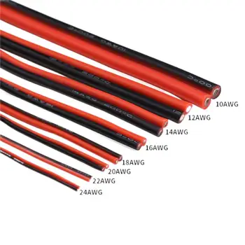 10AWG To 24AWG Extra Soft Silicone Wire Double Parallel Wire Red And Black Copper