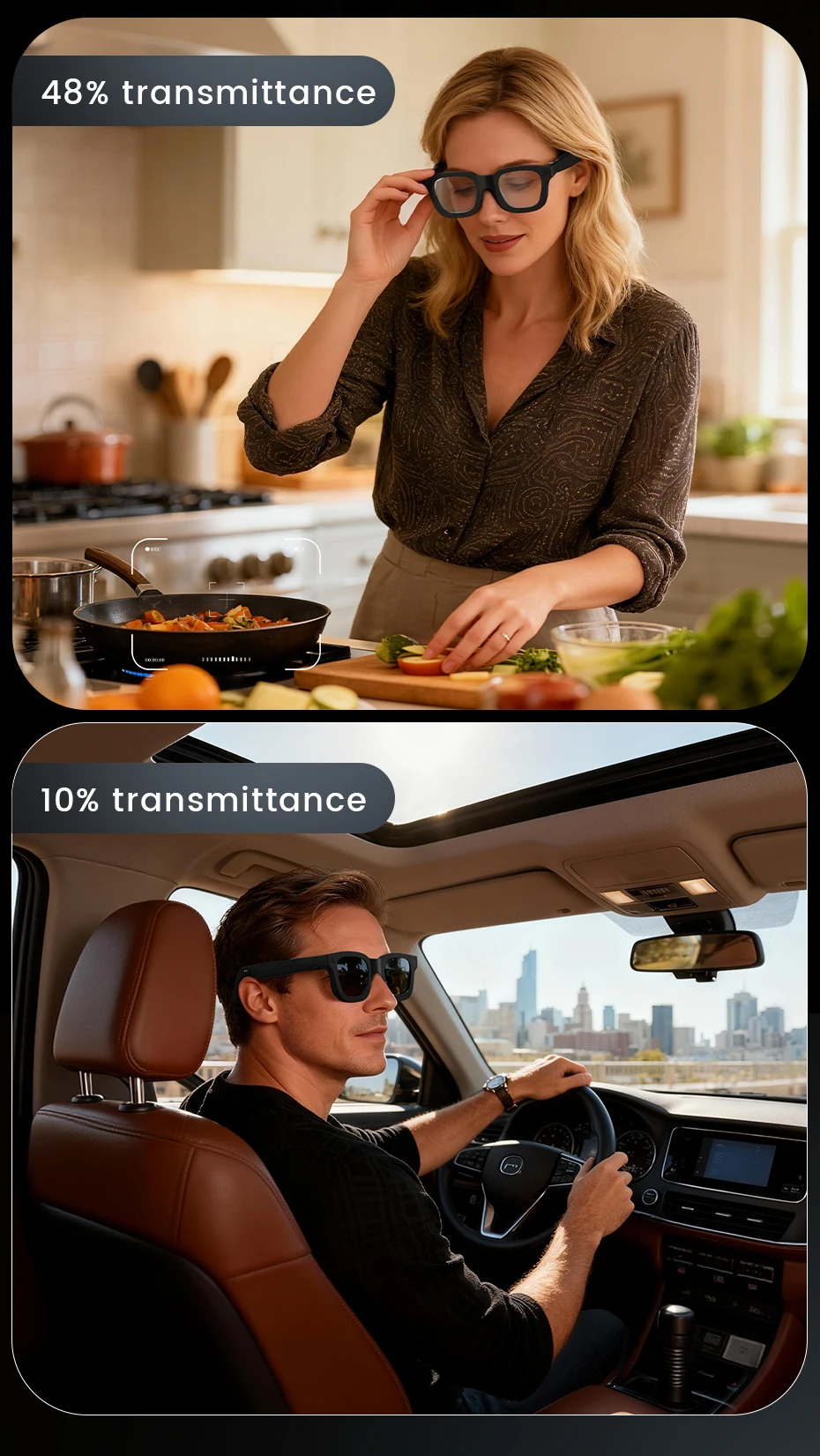 E03C Electrochromic Smart Glasses AI Translation 8MP Camera Video Recording Touch Photochromic Lenses Outdoor Sunglasses 2026