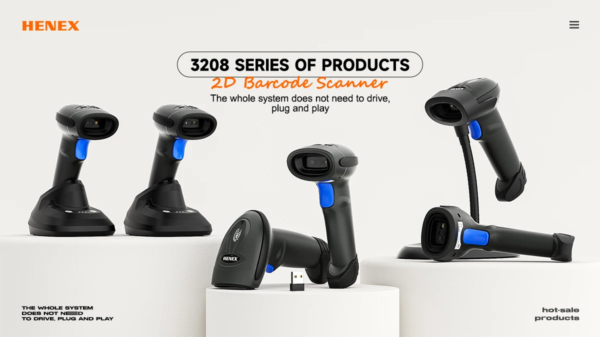 HENEX HC-3208 Automatic Sunlux Barcode Scanner Gun Zebex RS232 for Newland Netum QR Code Scanner USB Rugged Lottery Scanmarker