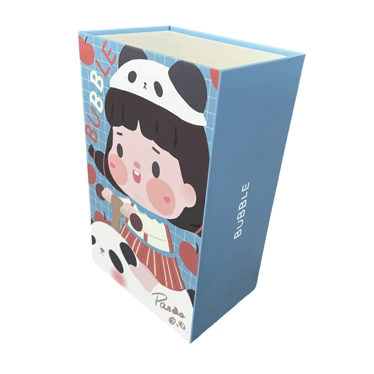 Shenzhen Factory Custom Printed Cardboard Book Shape Bubble Panda Rigid Car Storage Box with Matt Lamination Foam Insert
