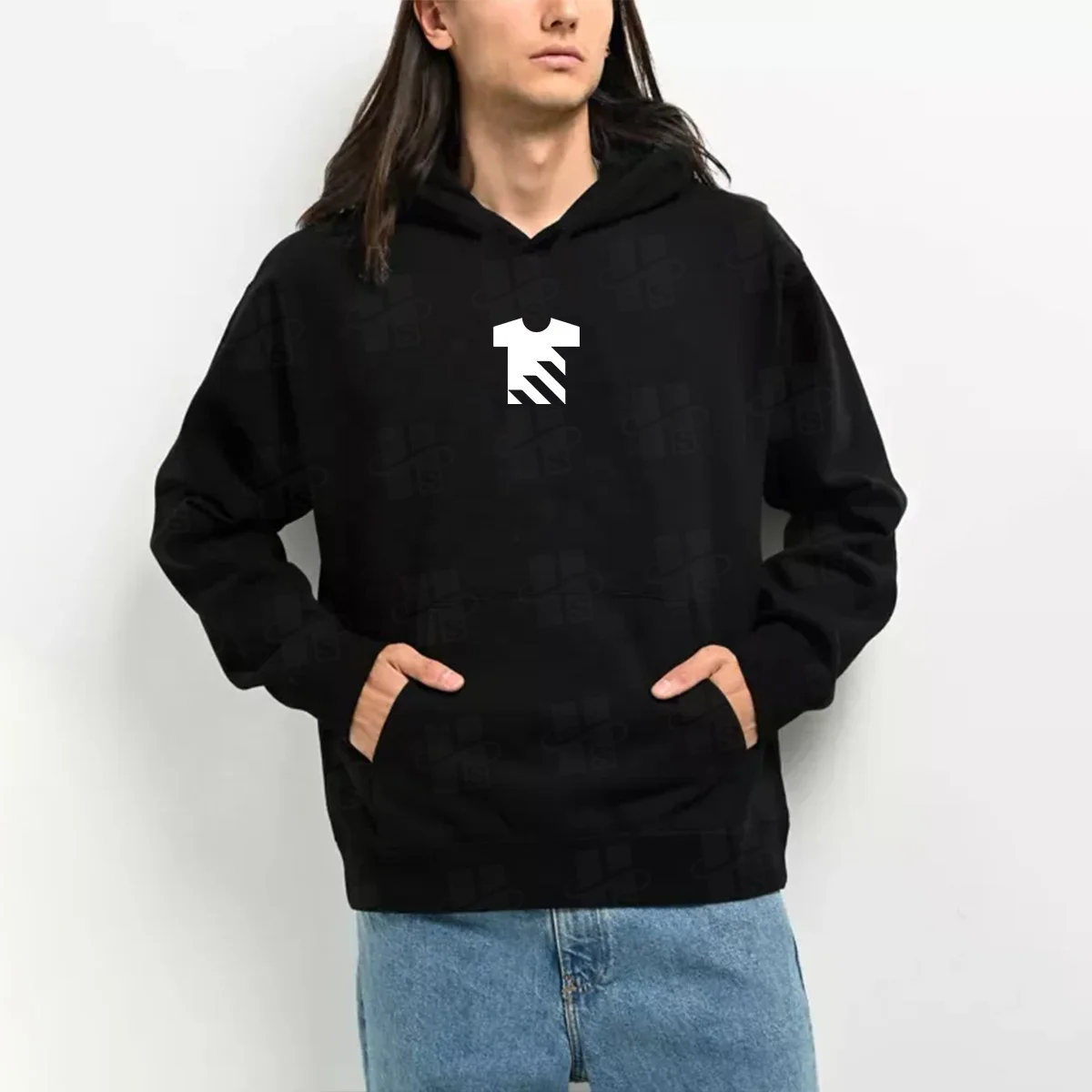 JL1111B High Quality 100% Cotton Fleece Men Heavy Hoodie Pullover Sweatshirt Plain Black Hoodies for Men