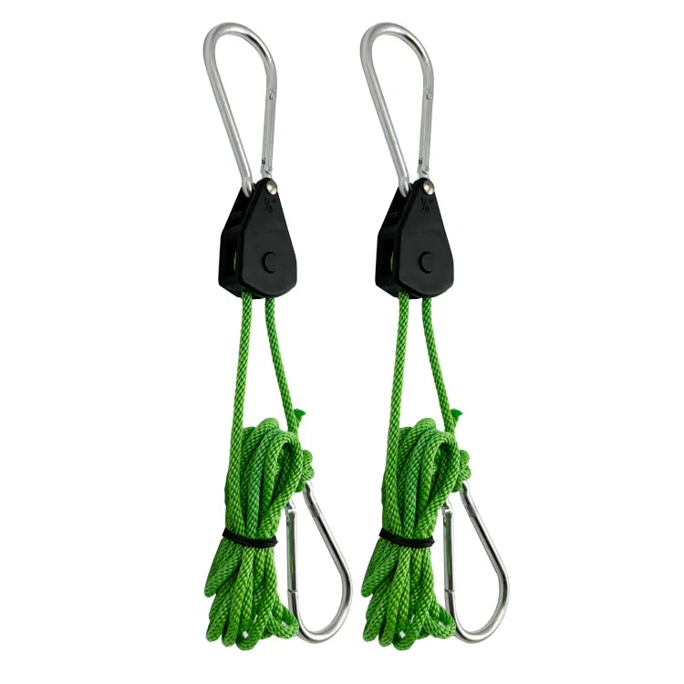 Green Rope XL Carabiner Hook150lbs 1/8" Hydroponics Lighting Reflector Grow Light Hanger,Rope Ratchet manufacture