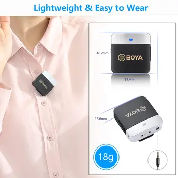 BOYA Wireless Lavalier Microphone BY-M1V1 Wireless Lapel Microphones for Cameras Smartphones Compact Cordless Clip for Vlogging detail image