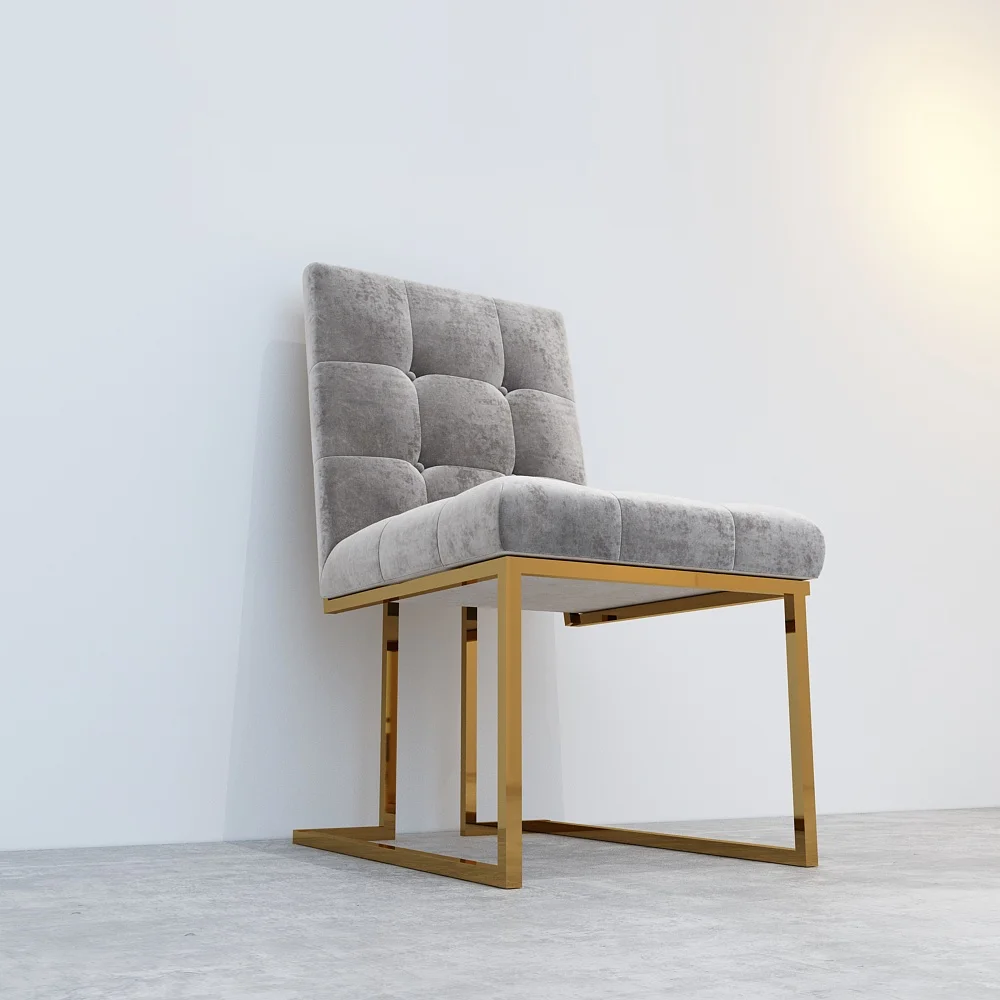 velet upholstery gold steel frame dining chair