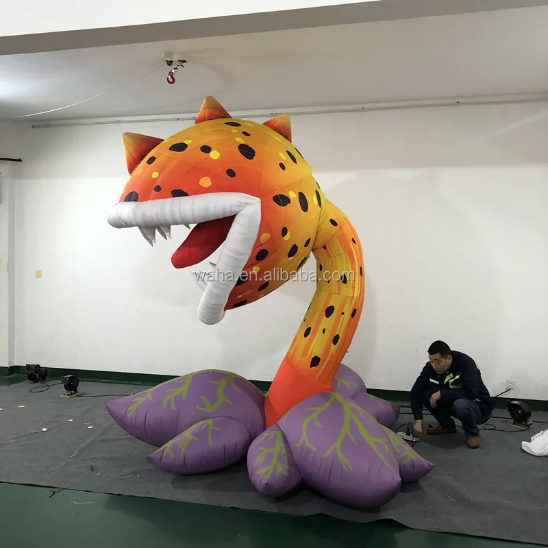 Customized Automatic Open and Close Inflatable Flower Man Eater Plant for bar Event Decoration