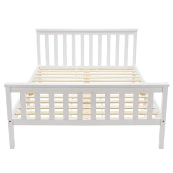 White solid pine wood Double Bed Wooden Frame for kids