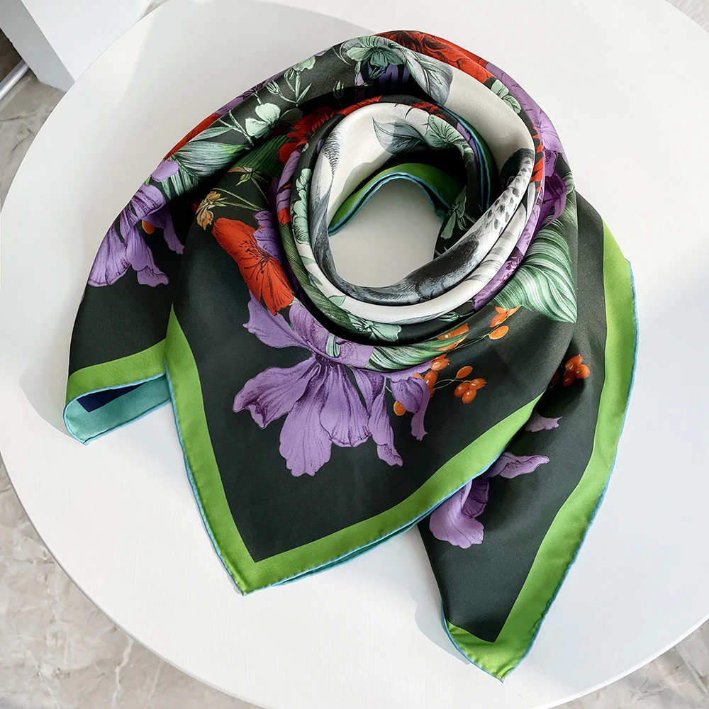 Scarf Manufacturer Luxury Custom 18 Momme Silk Twill Head Scarves With Logo Gift Box
