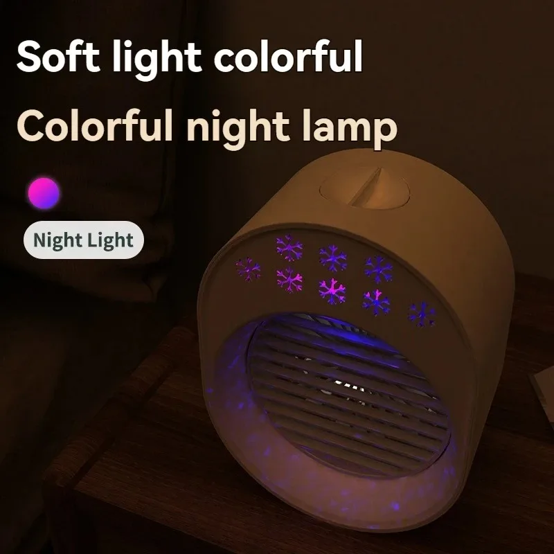 Neuer tragbarer USB-Ventilator für Büro und Schreibtisch, Mini-Klimaanlage mit Luftbefeuchtung und farbigem Nachtlicht_voghion.com