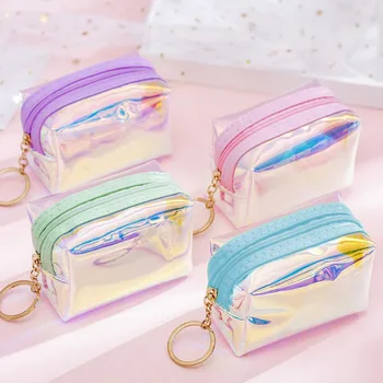 Korean New Style Mini Transparent Laser Coin Purse - Trendy Holographic Keychain Bag for Girls - Available in Multiple Colors