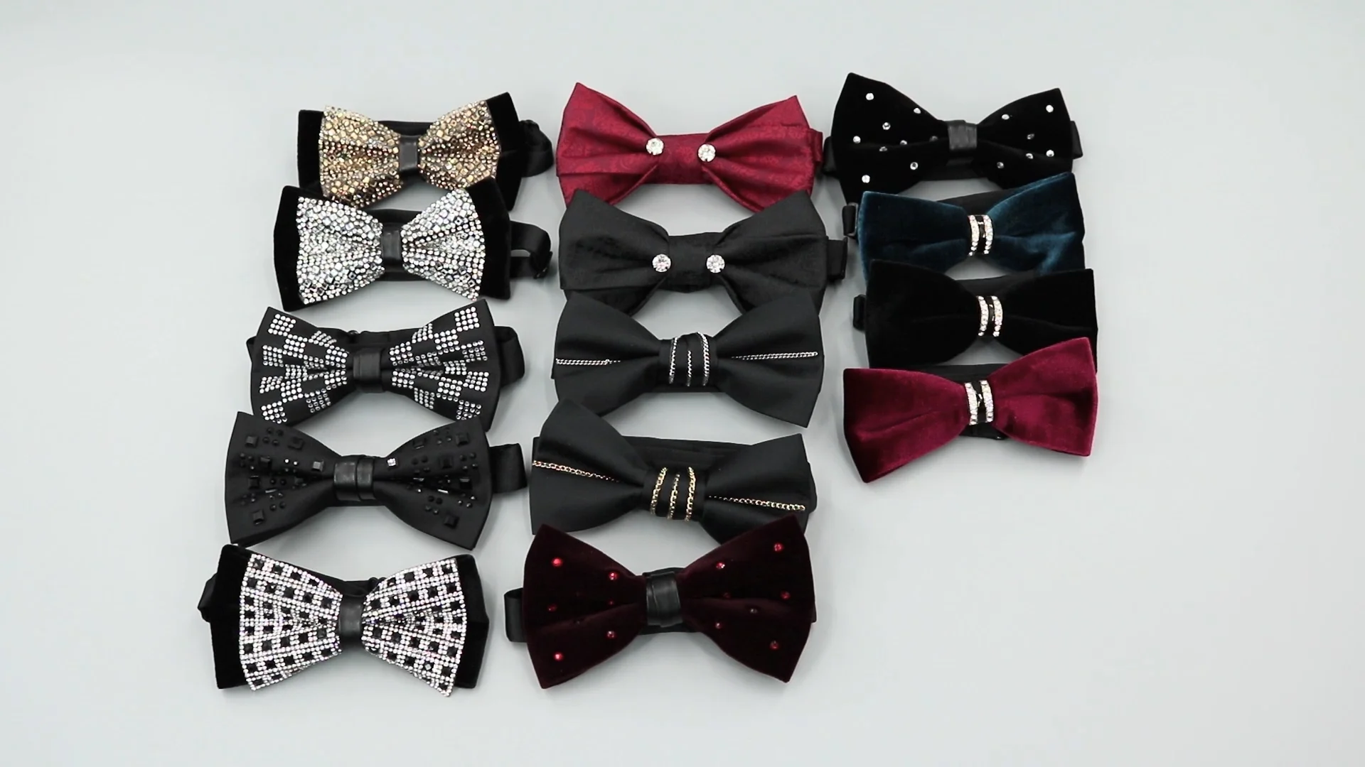 Black Custom Made Velvet Fabric Men Flashing Self Tie Bow Tie With ...