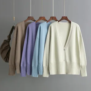 2026 New Fashion Solid Color Pleated Cardigan Coat Korean Style Long Sleeve Shirt Sweater 100% Cotton for Winter and Autumn