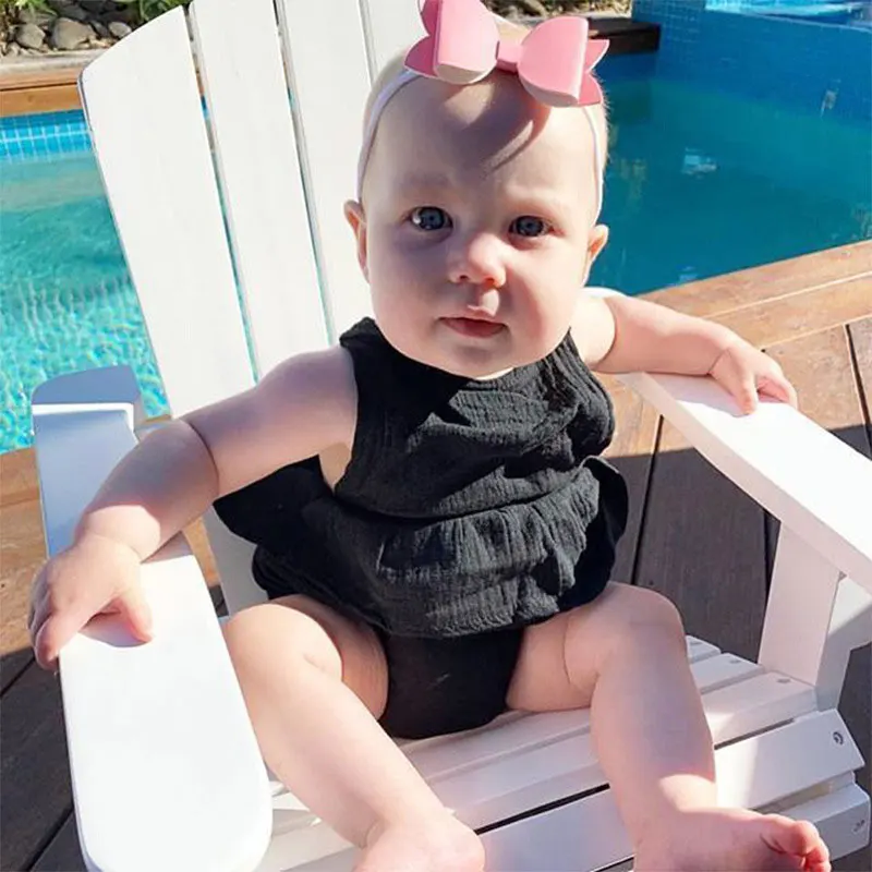 Новейшая одежда для маленьких девочек, оптовая продажа, детский льняной комбинезон без рукавов