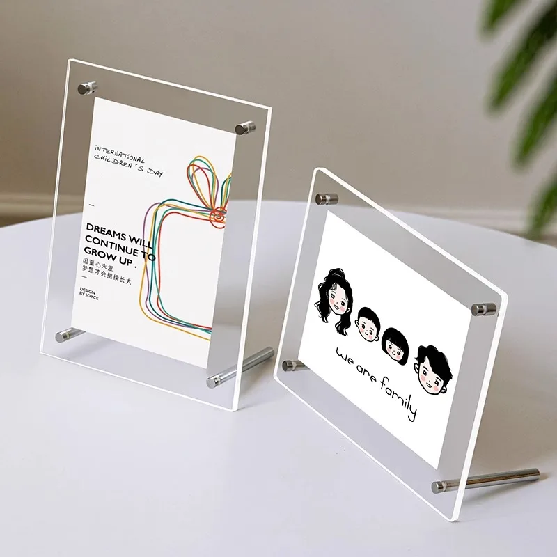 Durable Transparent Acrylic Photo Frame, 5, 6, 7 Inches Postcard Display Stand, Concert Ticket Table Frame, Cardboard Storage
