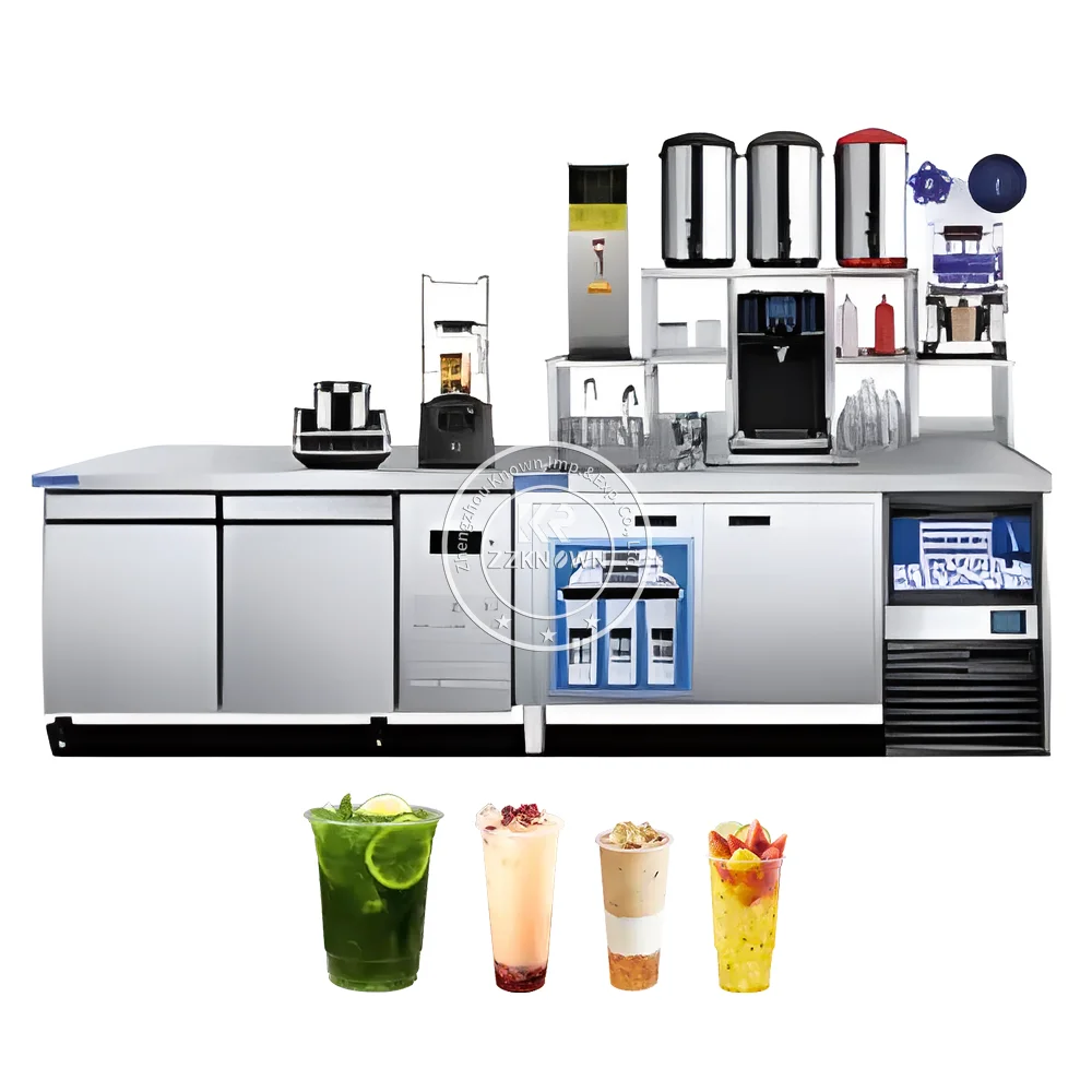 2025 Custom Cocktail Tea Bar Counter Bubble Bar Commercial Boba Shop Working Station Container Milk Tea Bar Counter