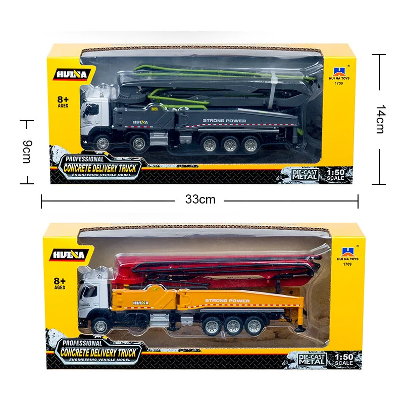 Huina 1709 Static Metal Cement Pump Truck - 1:50 Diecast