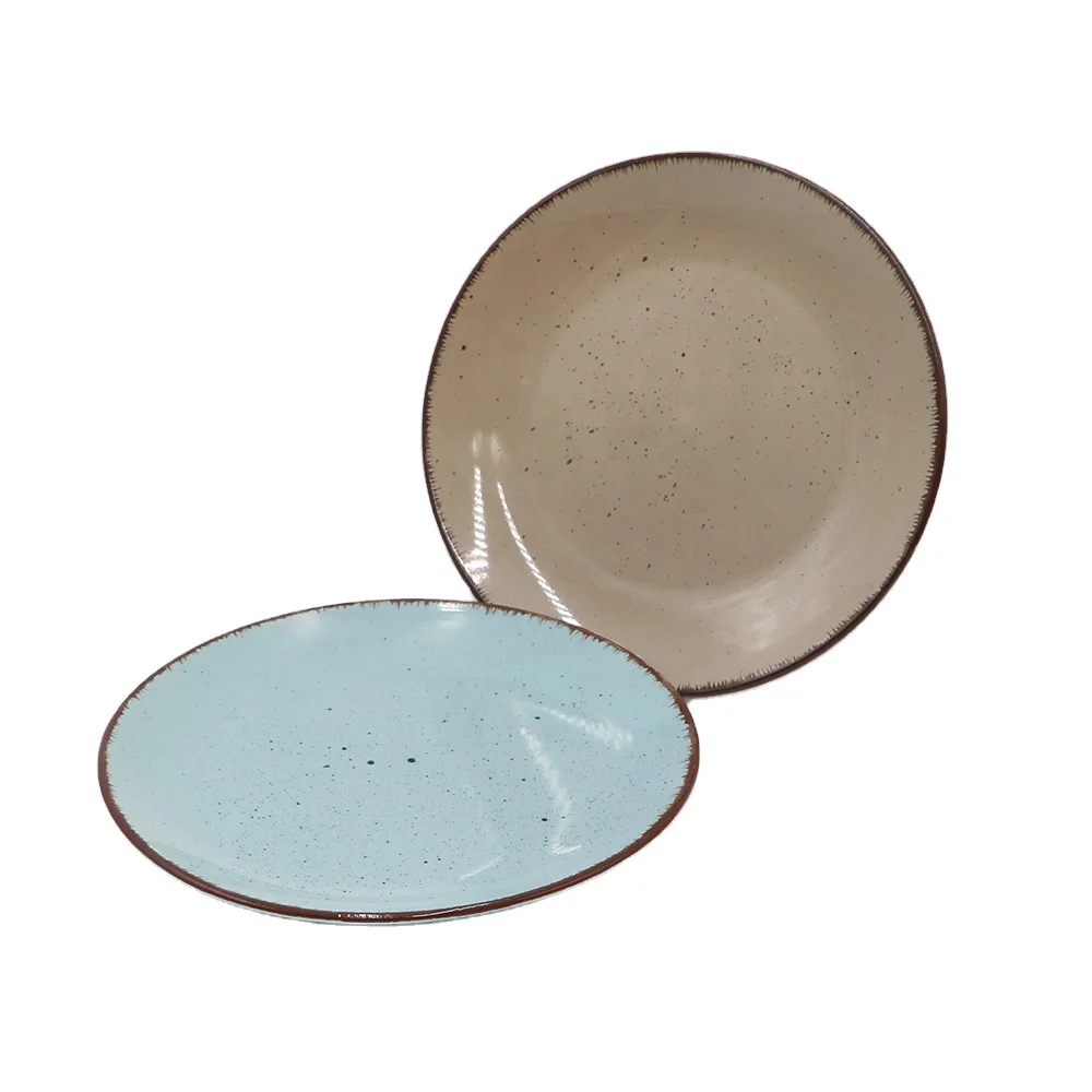 Dinner Plates Porcelain Plates Minimalist Customized Giveaways Custom Logo Ceramic Edge Ceramic for Hotel Restaurant Brown