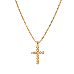 High Quality Stainless Steel Necklace 18k Gold-plated Cross Necklace Religious Necklace Women's Jewelry