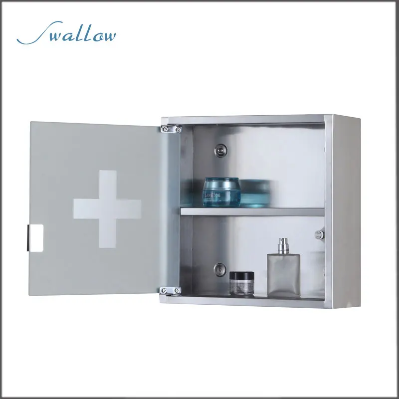 Wall Mounted Lock Stainless Steel Medicine First Aid Cupboard