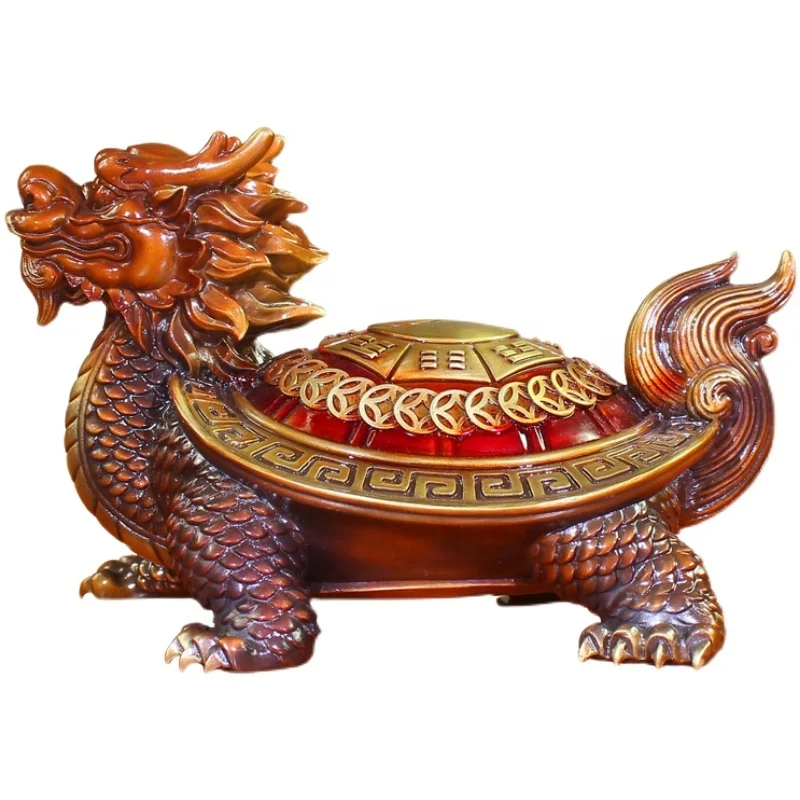 lucky Chinese handwork Bronze Fengshui Dragon Turtle Statue 