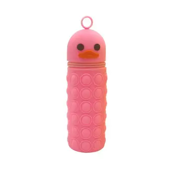 Pop Kids School Supply Big Capacity Cute Roll Up Silicone Pencil Case Toy with Duck Face for Kids