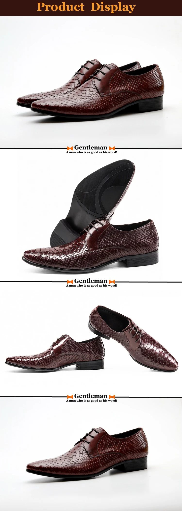 British Dress Shoes Crocodile Pattern Leather,Formal Wedding Shoes