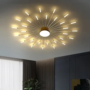JACKSUN Modern Fireworks Chandeliers for Living Room Black Golden LED Ceiling Pendant Lights Indoor LED Ceiling  Lighting