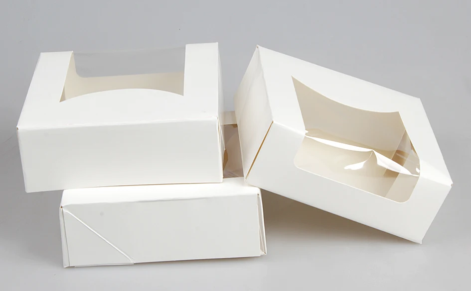 Wholesale Custom Logo Print Food Grade Paper Packing Window Container Cake Dessert Pastry Box for Bakery Packaging factory