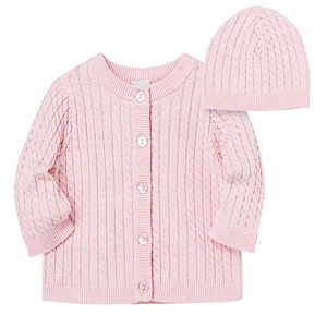 Unisex-baby Solid Sweater and Cap Set